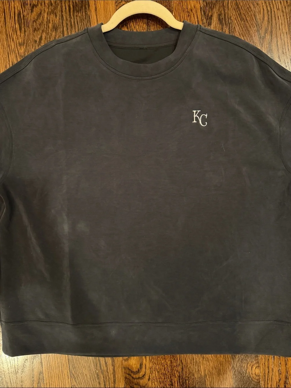 KC Embroidered Lululemon Softstreme Oversized Crewneck Sweatshirt - Charcoal